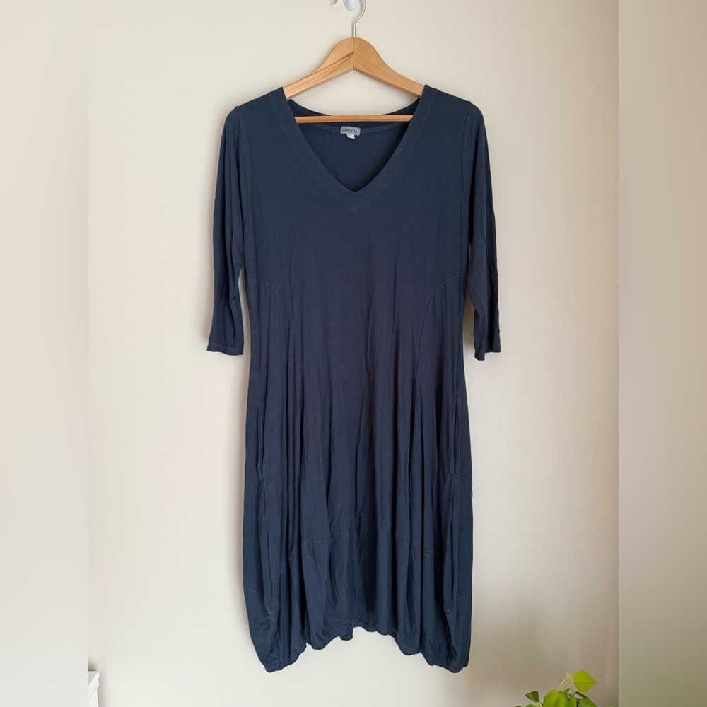 Oversized Just Jill Structured Tunic Dress Navy Blue With Pockets Xs-medium